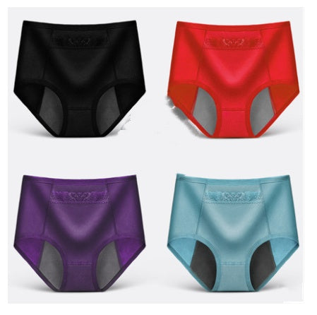 4 physiologische Unterwäsche Damen Taille Baumwolle Tante Menstruation Auslaufsicher Mädchen Warm Atmungsaktiv Dreieck Gesundheitshose