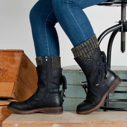 Damen Winterstiefel Halbhohe Schneestiefel