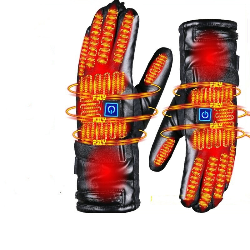 Beheizbare Motorradhandschuhe aus Leder – Vollfinger, wasserdicht
