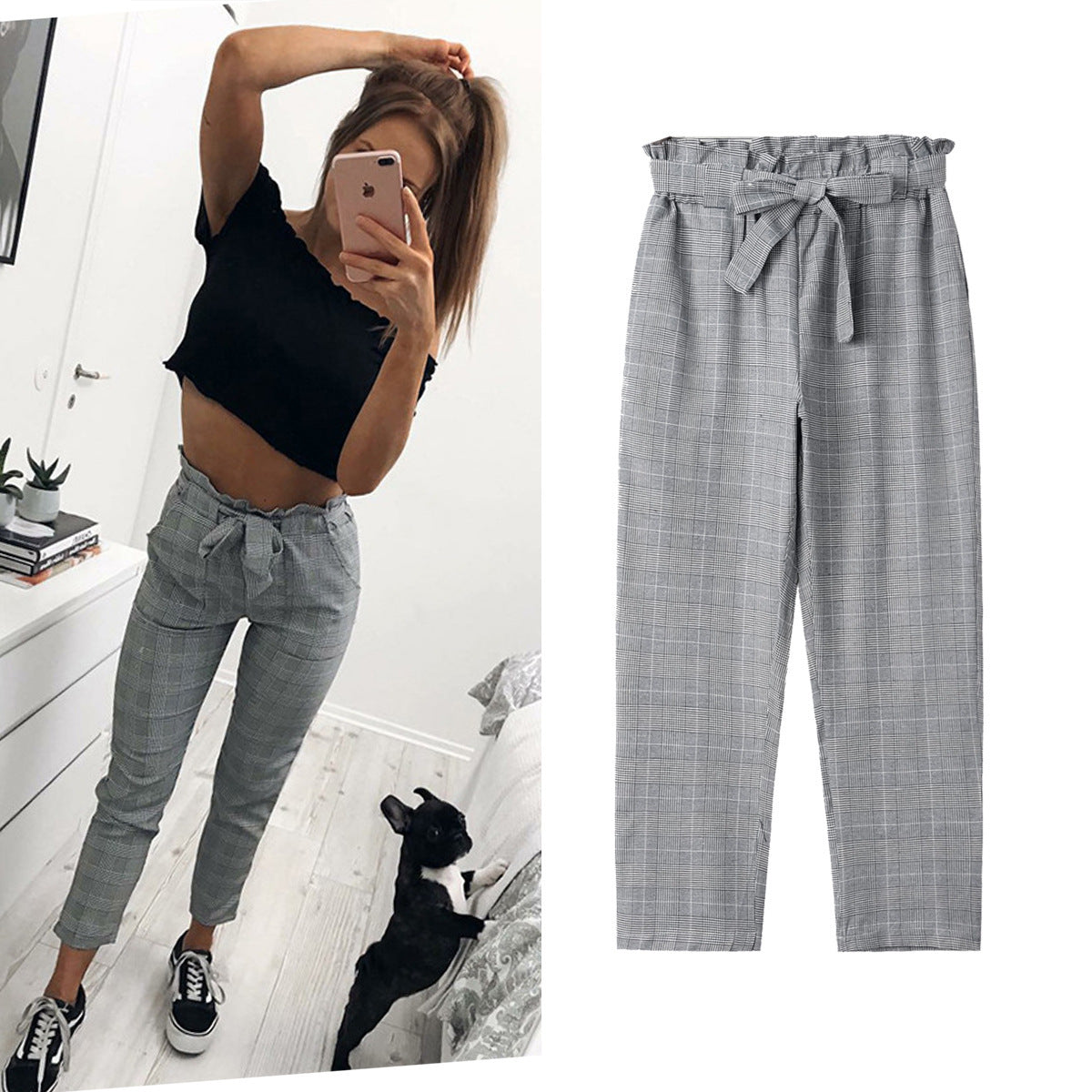 Lange Damenhose mit hoher Taille