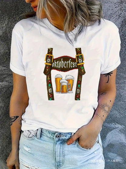 Fashion Personality Women's Oktoberfest Pattern T-shirt
