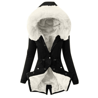 Plüschjacke mit Kapuze und Kordelzug für Damen