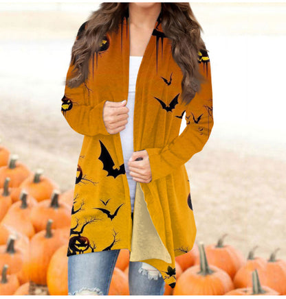 Halloween Digitaldruck Lässige Strickjacke Jacke Damen