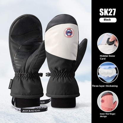 Snowboardhandschuhe für Damen, winddicht und kältebeständig, Touchscreen, mit Fleece gefüttert, verdickt