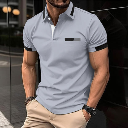 Herren Polo T-Shirt mit Zierbrusttasche – Sommerliches Kurzarmshirt mit Knopfleiste (1+1 Gratis)