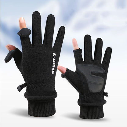 Outdoor-Skihandschuhe, Winter-Polarfleece-Klapphandschuhe, Winterhandschuhe für Männer und Frauen sowie samtverdickte, warme Touchscreen-Handschuhe