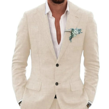 Herrenanzug Slim Fit – Leichter Anzug aus Leinenmischung für Hochzeit & Freizeit