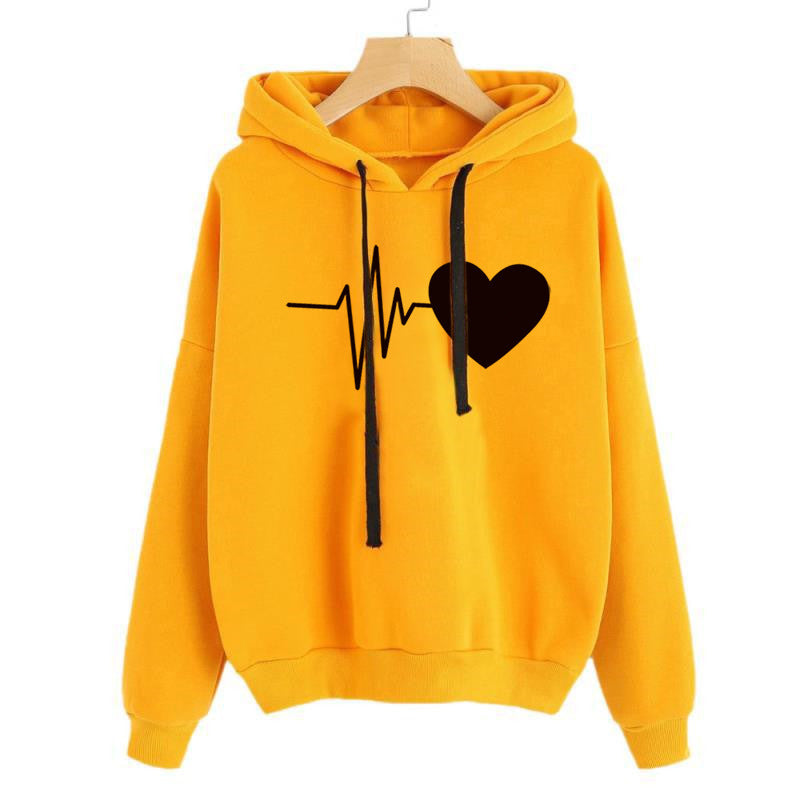 Herz Print Streetwear Hoodies Frauen Sweatshirt Frühling Herbst Langarm Hoodie Kleidung