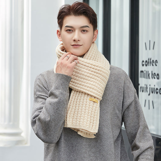 Unisex Wollschal – Langer Strickschal in Uni-Farben