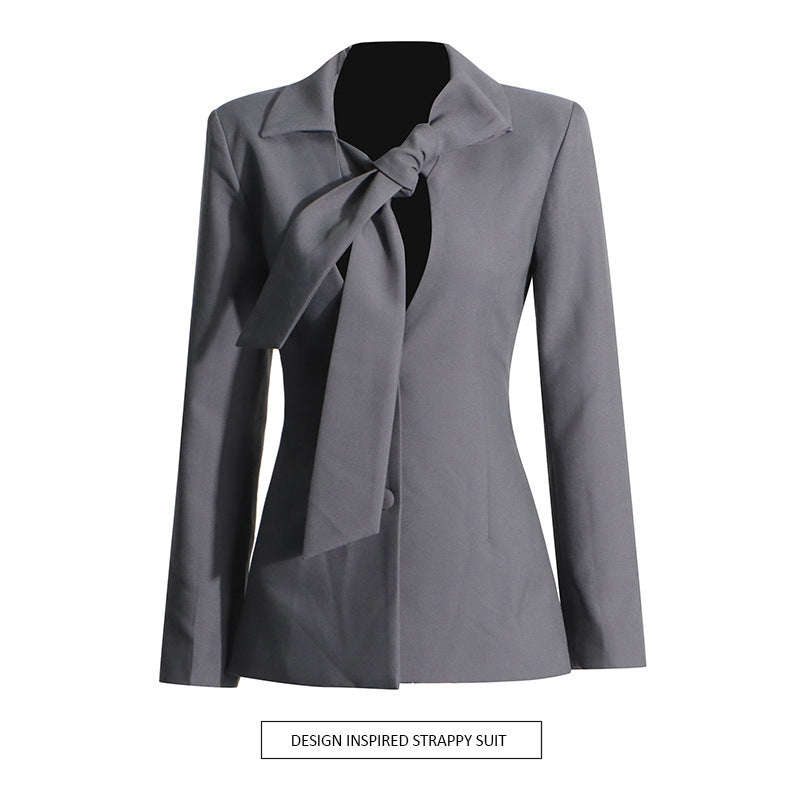 Einreihiger Blazer mit V-Ausschnitt und Schnürung für Damen