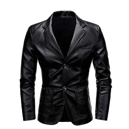 Herrenjacke aus PU-Leder mit Revers – Slim Fit, vielseitig kombinierbar