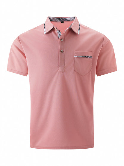 Modernes Polo-T-Shirt mit asymmetrischem Punktmuster – Kurzarmshirt mit Polokragen (1+1 Gratis)