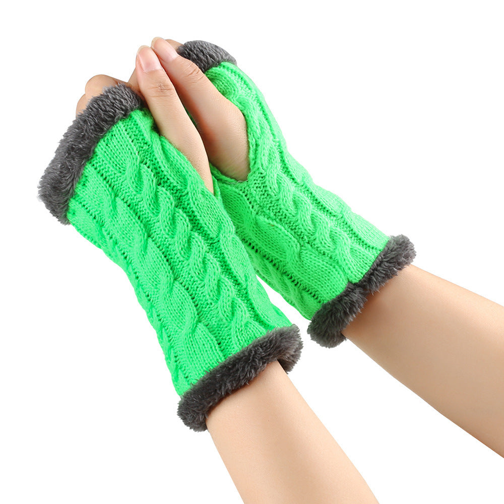 Winter Plüsch Handschuhe Twist Gestrickte Fingerlose Fleece Handschuhe Frauen Warme Verdickte Wollhandschuhe