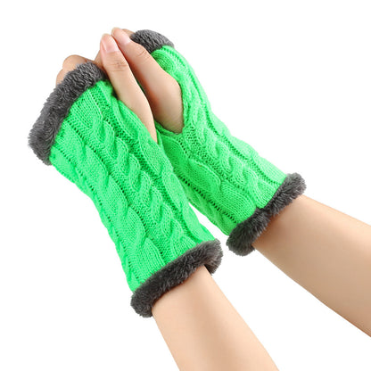 Winter Plüsch Handschuhe Twist Gestrickte Fingerlose Fleece Handschuhe Frauen Warme Verdickte Wollhandschuhe