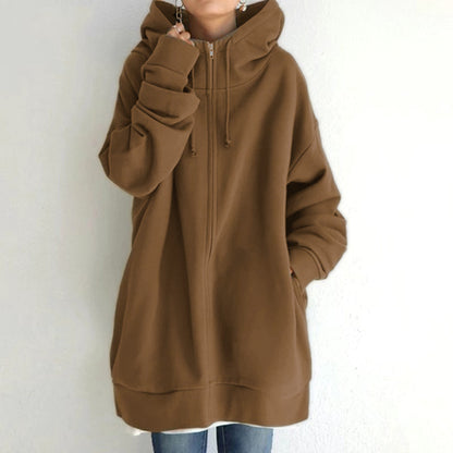 Damen Fuzzy Hoodies Langer Sport Pullover Hoodie Full-Zip Hoodie Sweatshirt