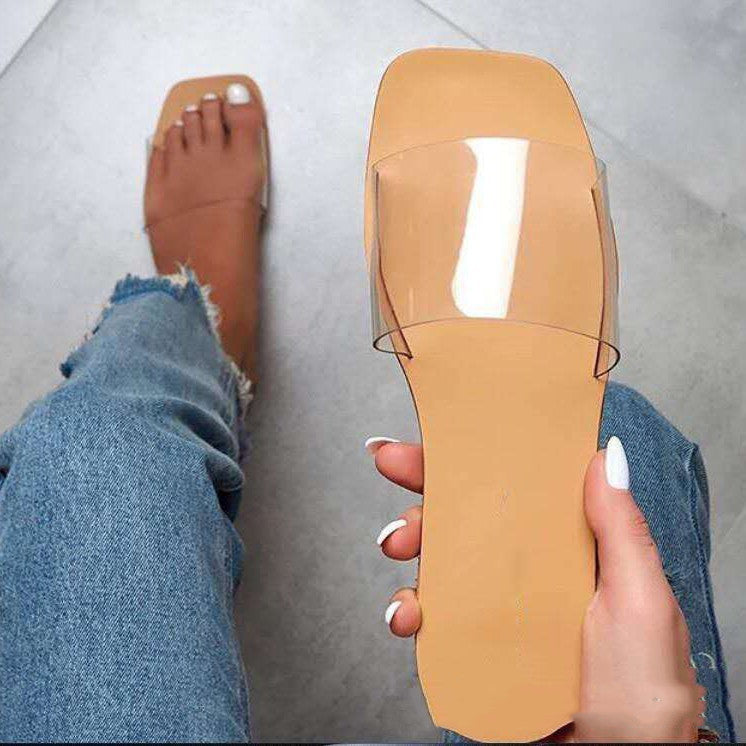 Sommer neue flache Sandale mit quadratischem Kopf