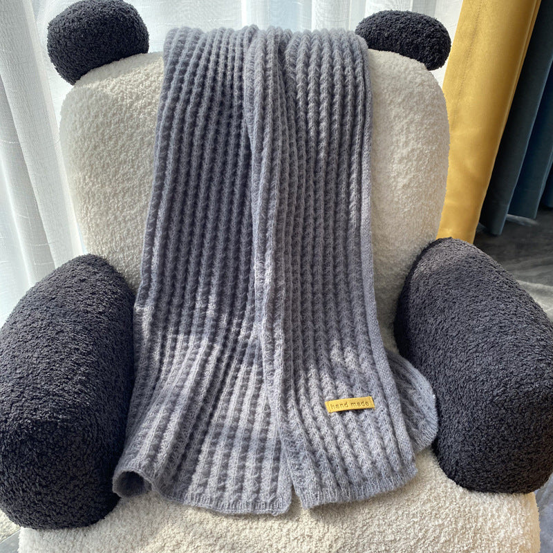 Unisex Wollschal – Langer Strickschal in Uni-Farben