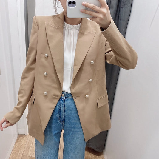 Schlichter Stil Geknöpfter Casual Blazer Jacke Damen