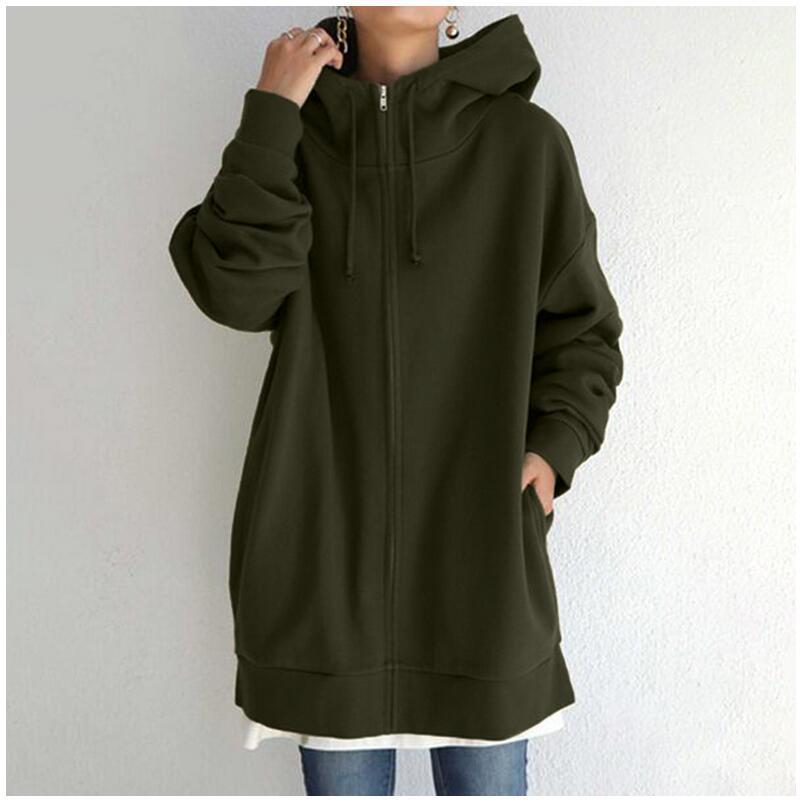 Damen Fuzzy Hoodies Langer Sport Pullover Hoodie Full-Zip Hoodie Sweatshirt