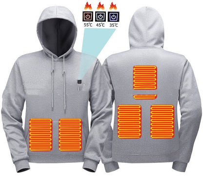 Herren Heiz-Hoodie mit Reißverschluss und Fleecefutter