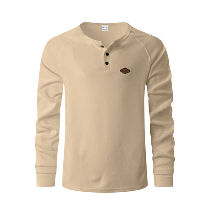 Herren Langarmshirt mit Waffelmuster und Henley-Knopfleiste – Schnell trocknend