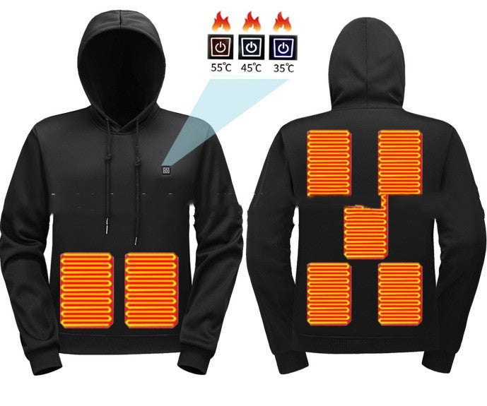 Herren Heiz-Hoodie mit Reißverschluss und Fleecefutter