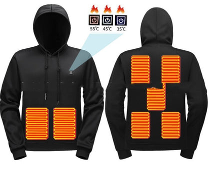 Herren Heiz-Hoodie mit Reißverschluss und Fleecefutter