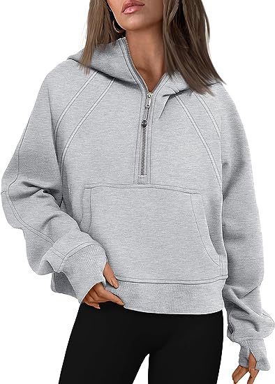 Reißverschluss Hoodies Sweatshirts mit Tasche Lose Sport Tops Langarm Pullover Pullover Winter Herbst Outfits Damen Kleidung