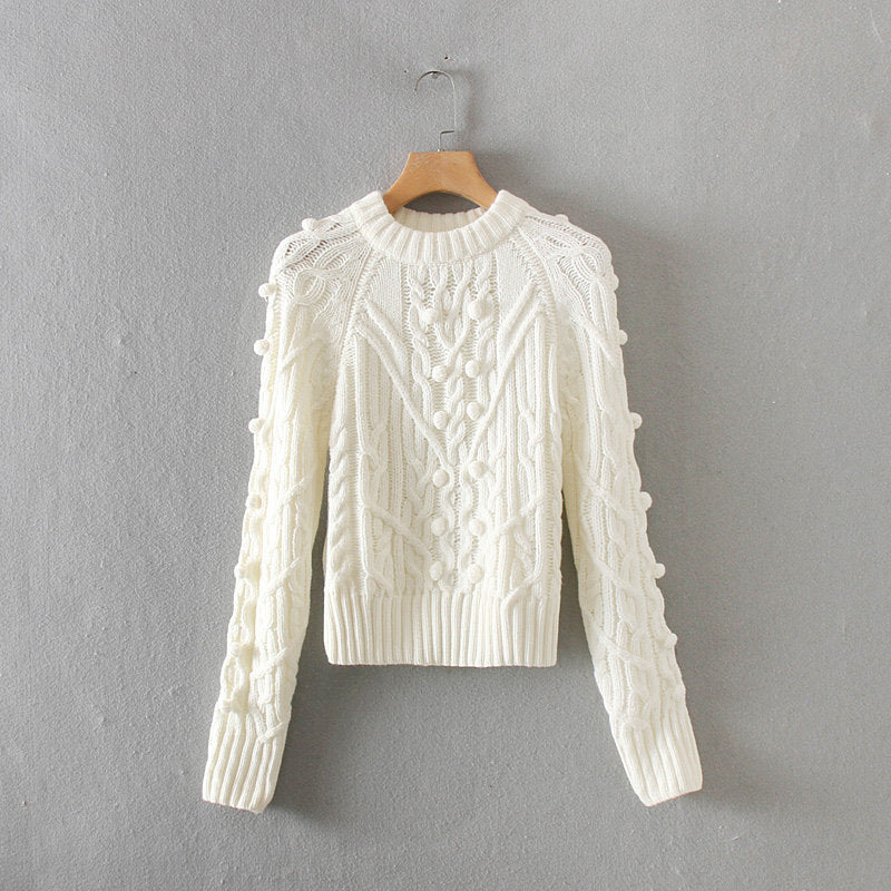 Pullover mit Rundhalsausschnitt und Zopfmuster