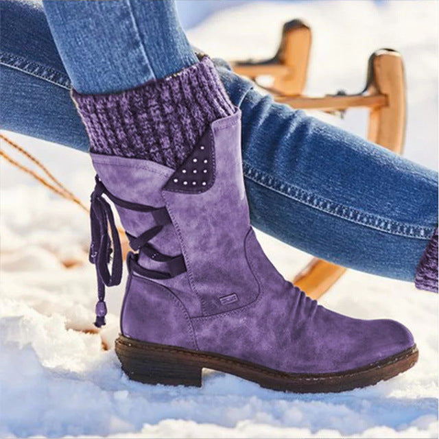 Damen Winterstiefel Halbhohe Schneestiefel