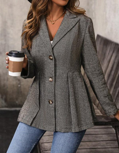 Damen Grob Blumen Slim-Fit Fashion Blazer
