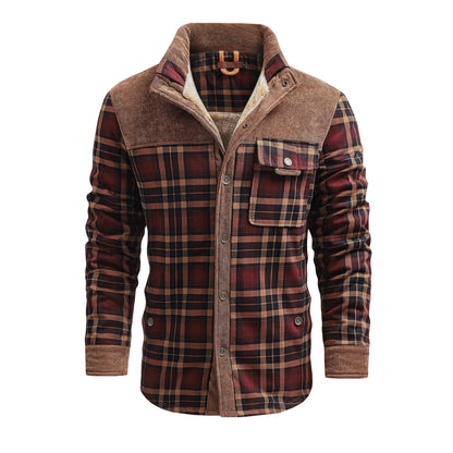 Herren Thermo-Jacke mit Karomuster – Langarm, Lockerer Schnitt