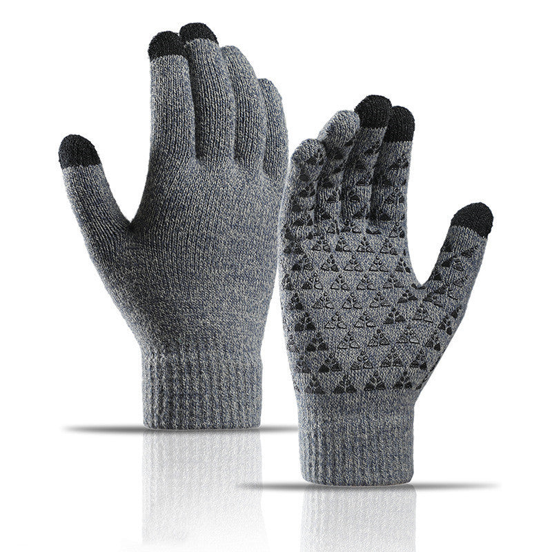 Winter-Strickhandschuhe für Männer und Frauen, warm, zum Radfahren, kältebeständig, rutschfest, dreieckig, versetzt, warme Handschuhe