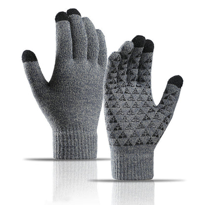 Winter-Strickhandschuhe für Männer und Frauen, warm, zum Radfahren, kältebeständig, rutschfest, dreieckig, versetzt, warme Handschuhe