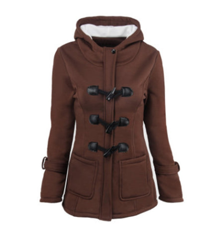 Warme Winterjacken mit Pelzkragen für Damen, neuer Hupenknopf, langer Daunenmantel für Damen, Parka in Übergröße, Damenparka, Hoodies für Damen