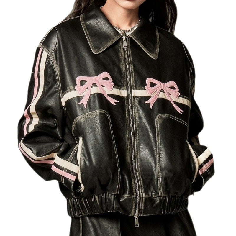 Bow Biker Lederjacke Damen