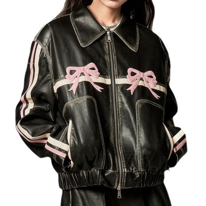 Bow Biker Lederjacke Damen