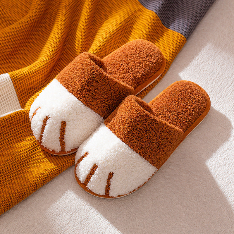 Pfoten-Hausschuhe, Herbst-Winter-Hausschuhe, Damen, Kawaii, pelzige Rutschen, Indoor-Boden, Schlafzimmerschuhe, Paar-Hausschuhe, warme Wohnungen