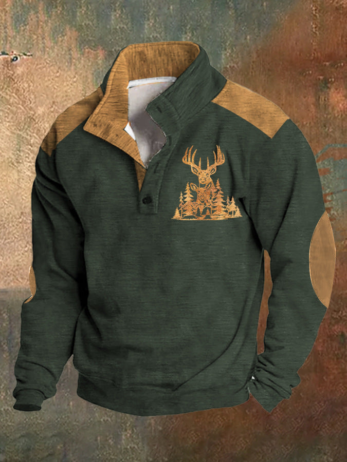 Herren Pullover mit 3D-Digitaldruck – Vier-Knopf-Design