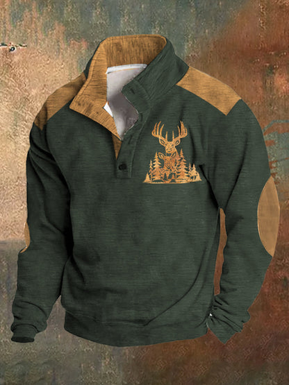 Herren Pullover mit 3D-Digitaldruck – Vier-Knopf-Design
