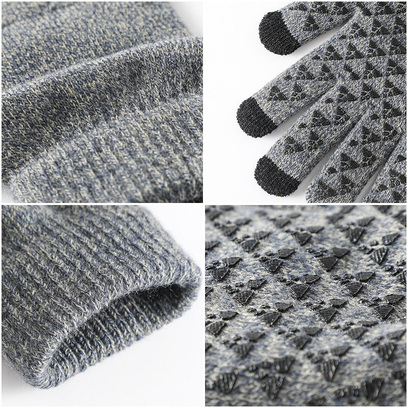 Winter-Strickhandschuhe für Männer und Frauen, warm, zum Radfahren, kältebeständig, rutschfest, dreieckig, versetzt, warme Handschuhe