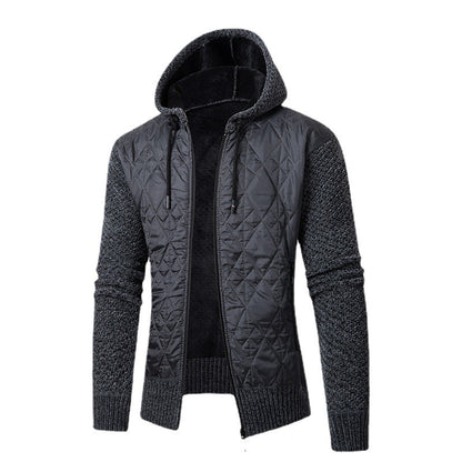 Herren Kapuzen-Strickjacke aus Cord mit Leinenfutter – Winterjacke für Freizeit