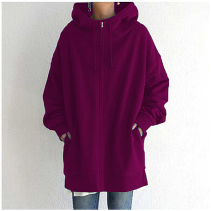 Damen Fuzzy Hoodies Langer Sport Pullover Hoodie Full-Zip Hoodie Sweatshirt