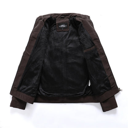 Herren Kunstlederjacke Mit Reißverschluss Und Stehkragen