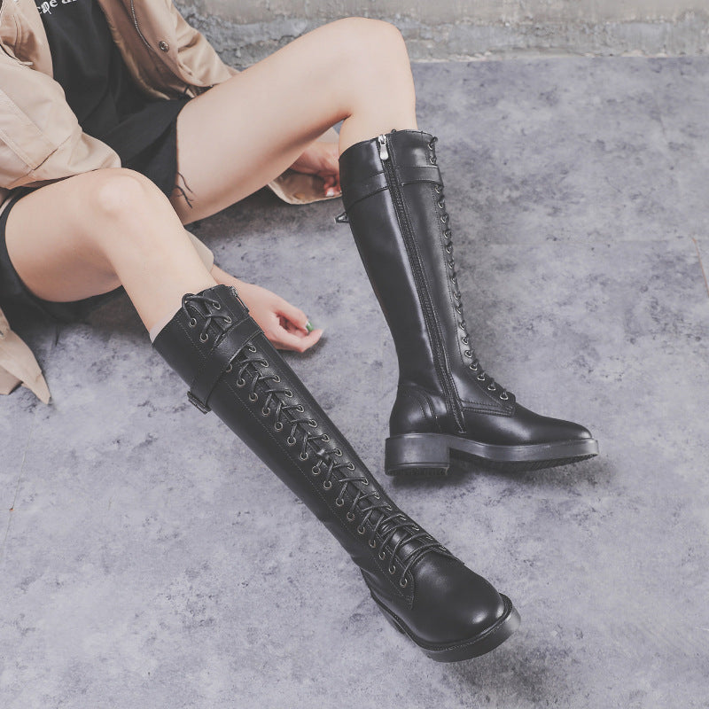 Damen Lange Stiefel Hohe Stiefel Flache Stiefel Große Größe