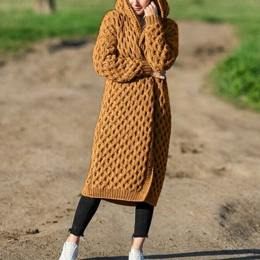 Dicke, warme Strickjacke mit Kapuze für den Winter für Damen