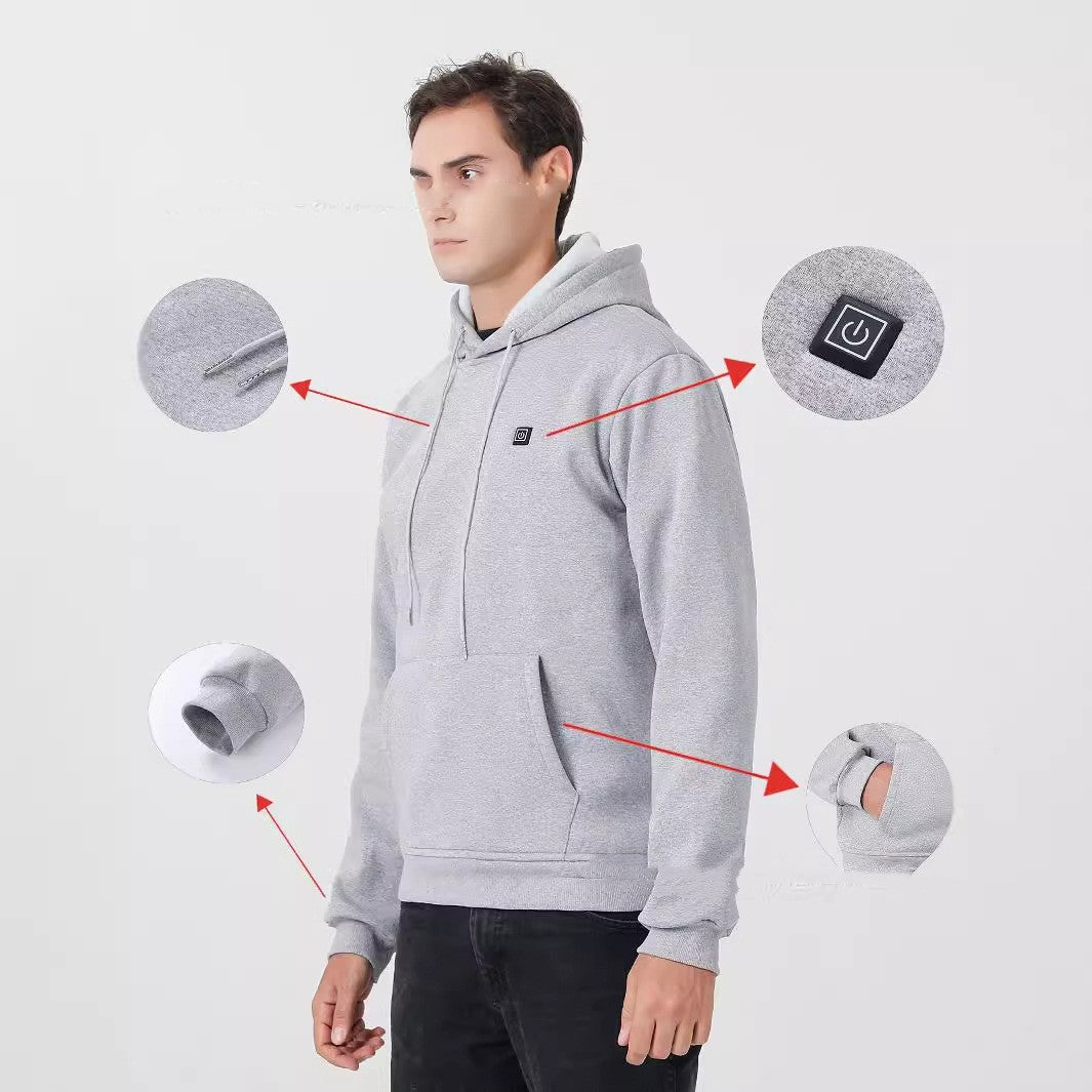 Herren Heiz-Hoodie mit Reißverschluss und Fleecefutter