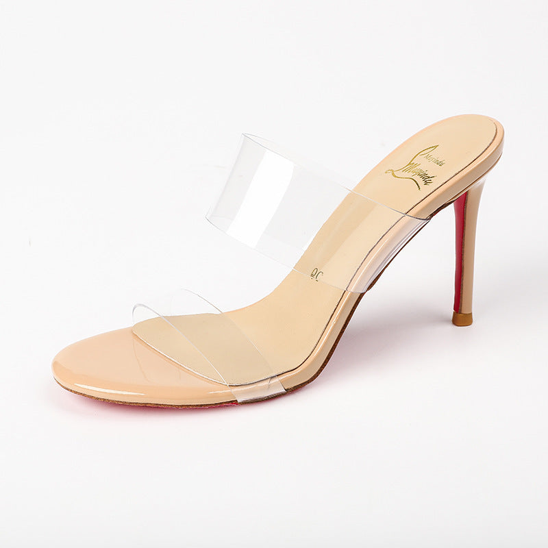 Transparente High Heels Damen Knöchelriemen Stilettos Sandalen