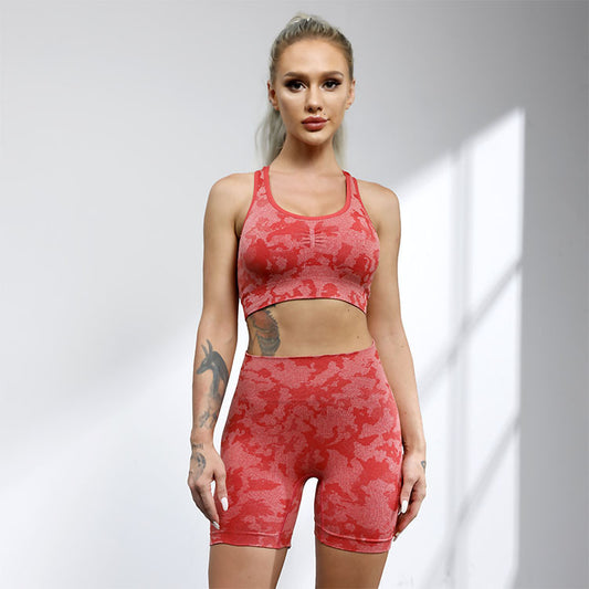 Sport-BH Hüftheben Fitness Shorts Grenzüberschreitender Sportanzug Nahtloser Yoga-Anzug Damen