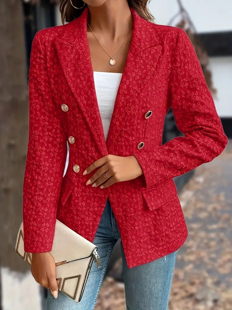 Wintermode Temperament Reine Farbe Zweireiher Blazer Damenbekleidung